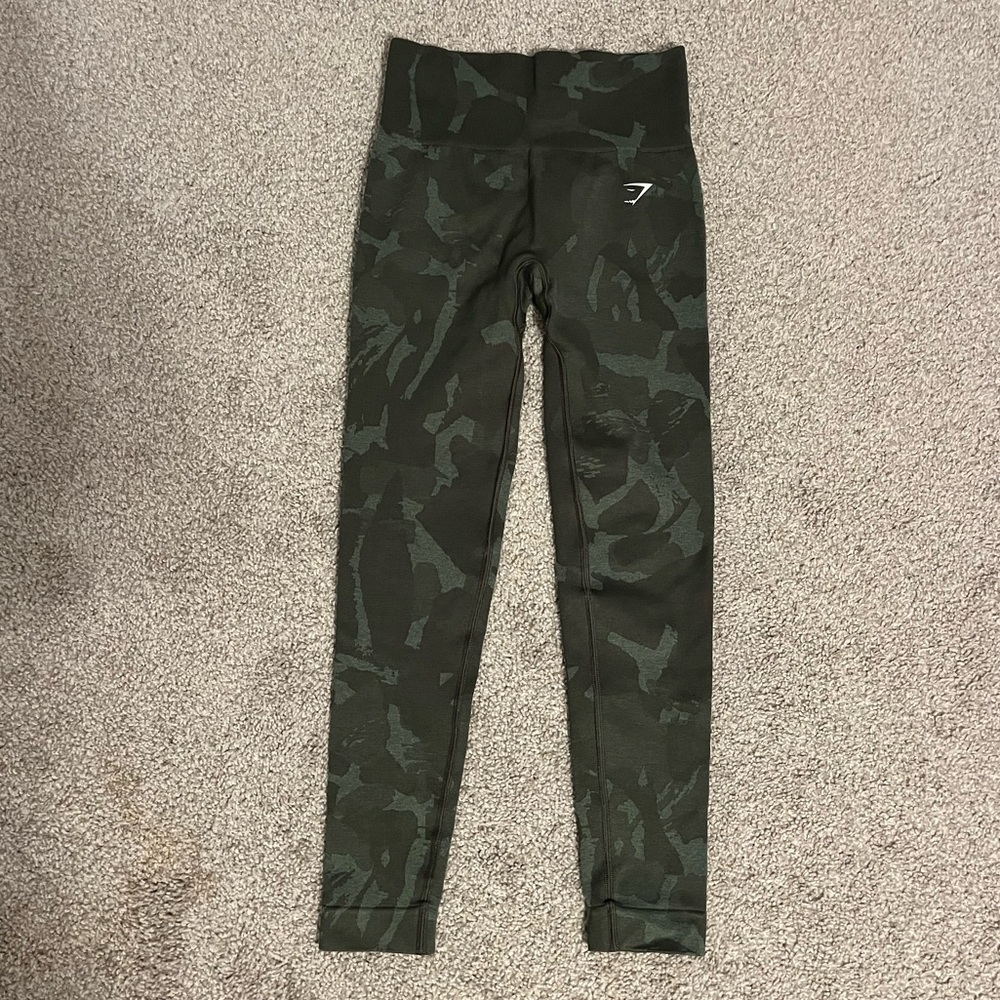 BRAND NEW GymShark Adapt Camo Seamless Ribbed Leggings in green